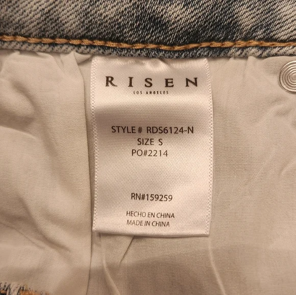 NEW Risen Kayden Distressed Denim Cut Off Shorts Pink Sequin Pockets Size Small - Picture 7 of 8